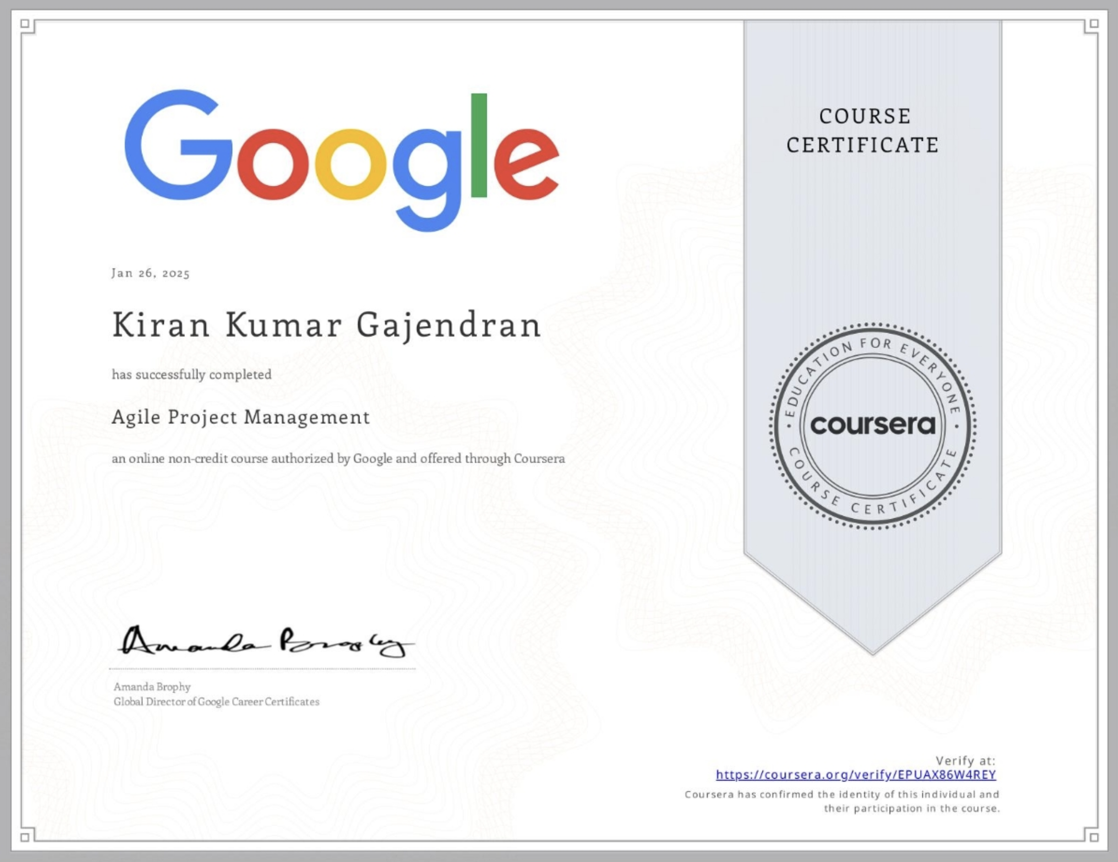 Coursera Certificate 1